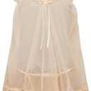 RoseSeek Women's 2 Piece Lace Mesh Babydoll Lingerie Set Sheer Chemise Nightgowns with Thongs Sleepwear, Size M