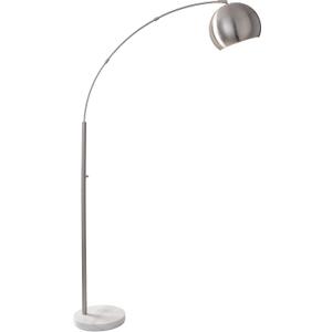 Adesso Arc Floor Lamp with Marble Base, Brushed Steel Lampshade 3-Way Adjustable Brightness, Lamp for Bedroom, Living Room, and House Dcor, 78 x 12.5