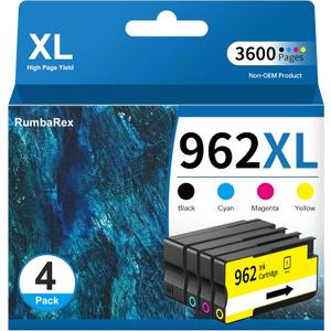 962 962XL Ink Cartridges Combo Pack (BK/C/M/Y) 962 High-Yield Ink Cartridges Replacement for HP 962 XL HP962 HP962XL Ink Cartridge for OfficeJet 9015e 9010 9025e 9015 9025 9018e 9025e 9020 Printer Ink