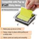 Mr. Pen- Pop Up Note Dispenser, 3" x 3", 3 Pack, Black Base, Clear Top, Sticky Note Dispenser, Sticky Note Holder for Desk