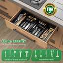 Large Silverware Drawer Organizer, Expandable From 21 to 36 Inches With 14 Slot, BPA Free Plastic Utensil Tray for Kitchen, Adjustable Flatware and Cutlery Holder for Spoons Forks Knives, Black