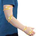 Medical Compression Arm Sleeve with Silicone Dot&Gauntlet for Women Men,20-30 mmHg Graduated Compression Full Arm Support for Edema,Post Surgery Recovery,Swelling,Pain Relief(X-Large,Single)