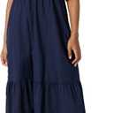 Amazon Essentials Womens Fit and Flare Cotton Sateen Empire Waist Midi Ruffle Dress (XX-Large, Navy)