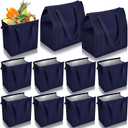 10 Pack Large Insulated Grocery Bags Reusable Shopping Bags with Zippered Top 13 x 12 x 7 Inch Thermal Cooler Totes Bulk with Handles for Hot Cold Food Delivery Refrigerator (Navy Blue)