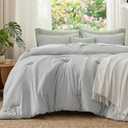 Bedsure Queen Comforter Set Prewashed Soft Bedding 3Pcs Silver Grey 90"x90"