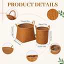 2 Pcs Fall Woven Basket Planter, Plastic Wicker Pot Porch Decor