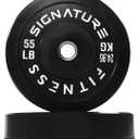 Fitvids 2" Olympic Bumper Plate Weight Plates with Steel Hub, 55LB, Pair