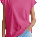 Cicy Bell Womens Summer Cap Sleeve Tank Tops Casual Crew Neck Tshirts Trendy Loose Fit Basic Tee Shirts (Gray)