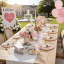 350PCS Pink Plates Disposable-PinK Plates 50guest Baroque Plastic Dinnerware include 100Plates, 50Pack Pre Rolled Napkins with Silverware 50Cups Perfect for Wedding & Party & Baby shower
