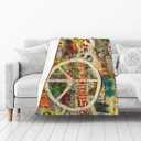 Rectangle Peace Sign Graffiti All You Need is Love Fleece Throw Blanket for Couch Chair Bed Women Men - Lightweight Plush Fuzzy Cozy Soft Blankets and Throws for Sofa Travel Camping, 50x40 inches