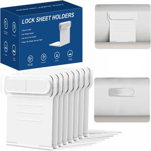 Fitted Sheet Holders - Bed Sheet Holder for Corners, Enhanced Lock Sheet Straps Keep Sheets Firm & Tight, Non-Slip Sheet Clips, Easy Install, for Twin, Full, Queen, King Beds
