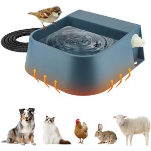 NAMSAN Automatic Water Dispenser for Dogs with Heater, Outdoor and Indoor, 2L Heated Water Bowl, Heated Watering Trough for Cats Chickens Rabbits Birds Bath Auto-Fill