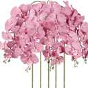 IPOPU Dusty Pink Orchid Artificial Flowers 5PCS Fake Orchid Long Stems Phalaenopsis Branches Real Touch Silk Orchids for Vase for Bridal Shower Home Party Wedding Decoration (Dusty Pink)