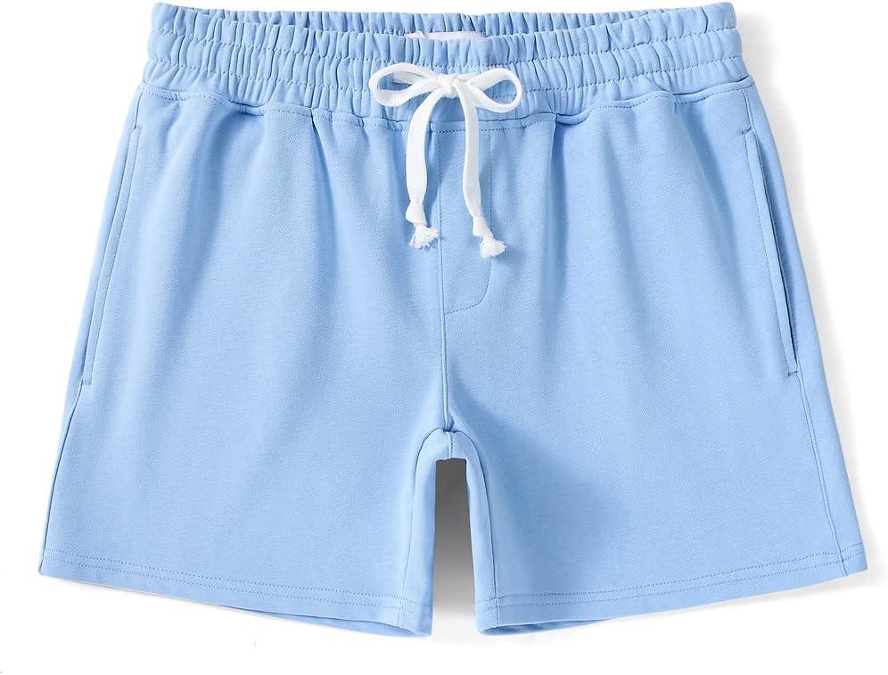 NIMENJOJA Mens 5.5" Athletic Gym Shorts Cotton Jogger Workout Lounge Jersey Zipper Pocket Sweat Shorts