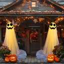 2Pcs Ghost Decor,Halloween Decorations Outdoor,Halloween Party Decorations Indoor, Easy to Assemble Ghost Decorations for Front Porch Yard,Halloween Ghost Lights for Porches Yards Gardens Lawn (Beige)