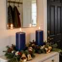 2 Pack 3x6 Inch Navy Blue Unscented Pillar Candles - 70 Hour Long Burning Dripless Smokeless Candles for Home Decor