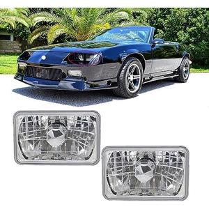 YLT AUTO Chrome Crystal Semi-Sealed Headlights 4 x 6 Inch Glass Lens H4 HID LED Halogen High and Low Beam Replacement Kit (Pair) (WQ-1005)