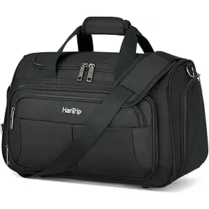 Carry on Duffel Bag Foldable Duffle Bags for Travel, Under Seat Personal Item Bags for Airplanes, Weekender Overnight Mens Travel Tote Bag for Women Small Softside Carry on Luggage (Black) Size: Carry-on 16.5-Inch