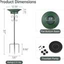 Bird Bath for Outside with Solar Fountain, 37" H Bird Baths with Stable Stake, Standing Bird Bath, Adjustable Height, Hummingbird Fountain for Garden Patio Yard Lawn Decor, Green