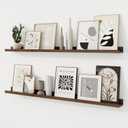 RICHFOCUS Picture Ledge Shelf, 48 inch Floating Shelves Set of 2, Wood Wall Shelves with Lip, Wall Decor Storage for Bedroom Living Room Bathroom Kitchen Nursery Photo Picture, Walnut