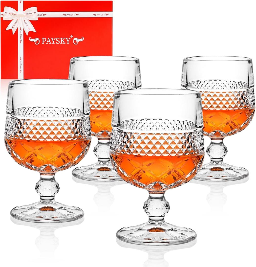 Cognac & Brandy Crystal Small Glasses Snifter, Set of 4 - Handcrafted - 100% Lead-Free Crystal Glass - Great for Spirits Drinks - 8.5-ounce