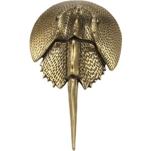DYNWAVE Horseshoe Crab Sea Life Figurine Brass Statue Handcrafted Mini Decor Sea Creatures Sea Creature Model for Shelf Cafe Desktop