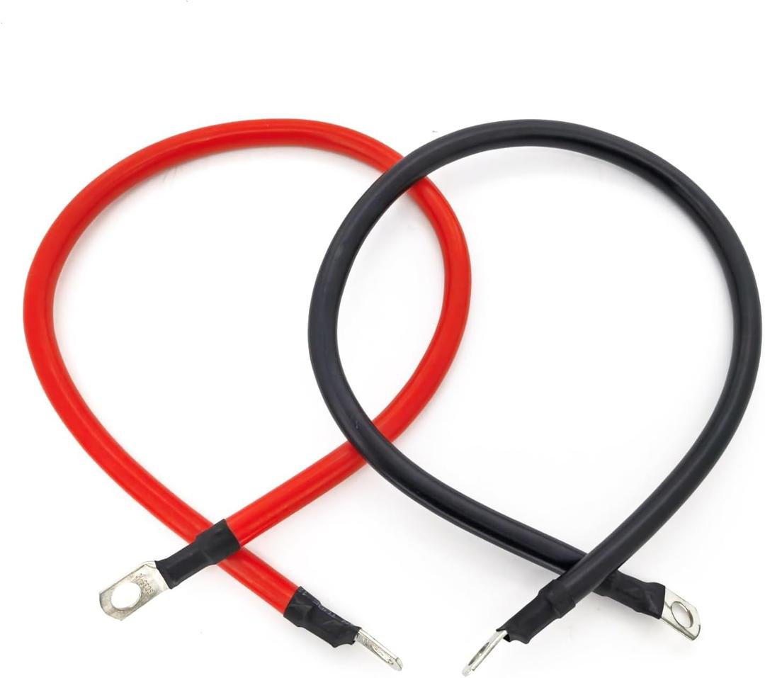 6 AWG Battery Cable 1FT 6 Gauge Pure Copper Battery Inverter Cables with 5/16 in Lugs Both Ends Power Inverter Wire Set for Automotive Solar Power Inverter Marine Boat RV Car Motorcycle (1FT)