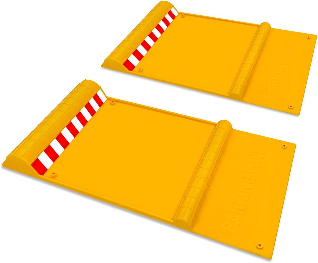 ROBLOCK 21.6" X 11" Car Parking Guide Mat for New Drivers, Anti-Skid Garage Car Stopper for Trucks, SUVs, Parking Mats for Indoor Outdoor Garage Floors, Pack of 2 , Yellow ROBLOCK 21.6" X 11" Car Parking Guide Mat for New Drivers, Anti-Skid Garage Car Stopper for Trucks, SUVs, Parking Mats for Indoor Outdoor Garage Floors, Pack of 2 , Yellow