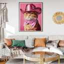 2 x Canrichshop Cowboy Cat Paint by Numbers Kit for Adults,DIY Acrylic Painting by Numbers Kits Beginner No Framed,Easy Disco Adult Paint by Number on Canvas for Decor 16x20inch