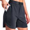 Haimont Womens Hiking Shorts 5 inch with Pockets and Belt Quick Dry Stretch Lightweight Camping Travel Outdoor Shorts (Gray, L)