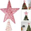 KESYOO Chritmas Glitter Star Tree Topper Exquisite Iron Star Tree Topper Ornament Metal Christmas Tree Decor for Home Bar Xmas Tree Decor(Pink)