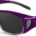 Myiaur Polarized Fit Over Glasses Sunglasses for Men Women, Wear Over Glasses with UV400 Protection Wraparound for Driving (A04 Fade Purple/Grey Lens)