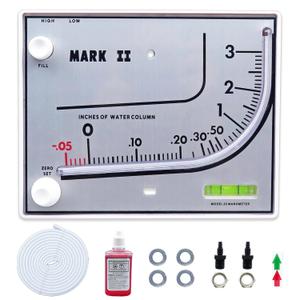 Mark II 25 Liquid Filled Manometer Inspired by Dwyer Ideal for HVAC and General Use with 3% Accuracy, 3" w.c.
