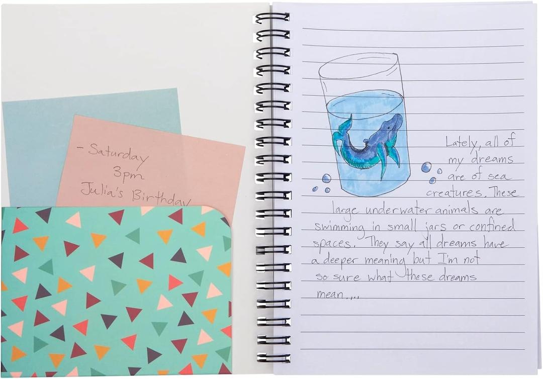 for 4 Pack Spiral Bound 5x7 Notebook, Lined Journal, Office Supplies, 4 Designs