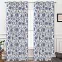 DriftAway Linen Floral Paisley Navy Blackout Curtains for Living Room Bedroom 96 Inch Length 2 Panels Lined Grommet Window Drapes Thermal Farmhouse Country Jacobean Curtains