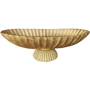 14.5" Large Decorative Long Bowl decor - Fluted Scalloped Decorative Bowls for Home Decor - Ruffle Decor,Stylish Key Bowl for Entry Table,Decorative Fruit Bowls for Kitchen Counter,Golden