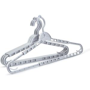 HOUSE DAY Extra Large Adjustable Hangers 4 Pack, Heavy Duty Clothes Hangers with 360° Rotating Hook, Sturdy Plastic Hangers Ideal for Coat,Sweaters, Jackets, Bath Towels, Oversized Garments (Gray)