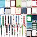 Maitys 20 Pack 600 Sheets Winter Snowflake Sticky Notes with Pens Santa Snowman Snowflake Self Adhesive Notepad 1.00 mm Black Ink Ballpoint Pen Winter Memo Pads for Birthday Party Favor Daily Writing