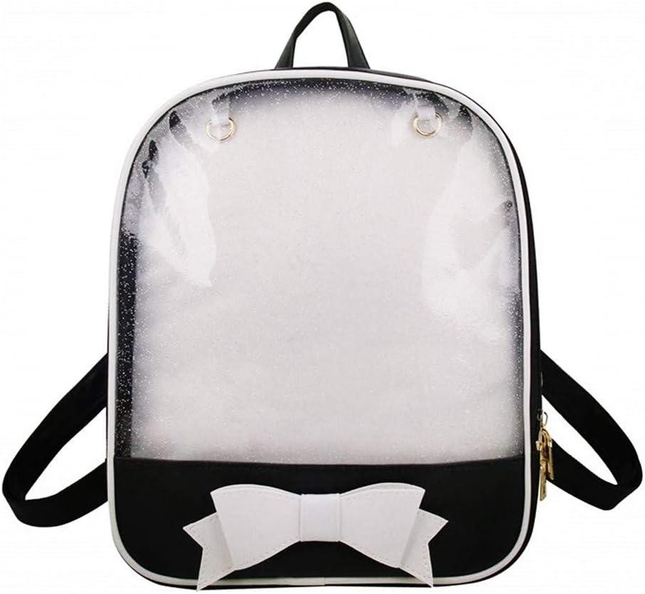 Ita Backpack - Cute Candy Summer Beach Bag with Bowknot and Transparent Windows for DIY Decors Black & White