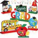 Blosssound 6 Pcs Kindergarten Graduation Decorations Preschool Graduation Table Decorations Wooden Class of 2025 Table Sign Pre-k Congrats Grad Centerpiece for Preschool School Grad Party Supplies