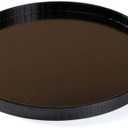 Round Wooden Serving Tray  Rustic Wood Tea Tray for Breakfast, Snacks, Coffee & Home Decor (Dark, 11.81in)