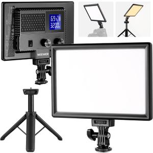 NEEWER 9" LED Video Light Panel, Dimmable DSLR Camera Soft Lighting with Mini Desk Tripod Stand, USB Type C Ports, 3200K~5600K CRI95+ for Studio Photography Video Recording Live Streaming, NL-116AI