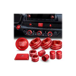 Polodunn for Honda Civic 2022-2026 Accessories, CRV 2023-2026 & Acura Ingetra 2023-2025 (Fit 7" Screen/ 2 Audio Knobs), 12pcs Knob Cover Kit - Hazard Light, Push Start, Audio, AC & Air Vent (Red)