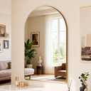 Gold Metal Frame Bathroom Arch Mirror for Over Sink, 30x40 Inch Rounded Arched Tempered Mirror, Wall Vanity Mirror for Farmhouse, Modern Luxe Mirror for Bedroom, Living Room, Entryway