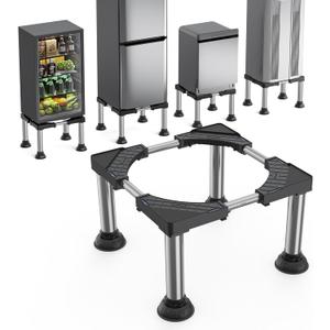 Mini Fridge Stand Height 11.8"-13" Adjustable Refrigerator Washing Machine Stand Base with 4 Strong Feet Heavy Duty Portable Washer Dryer Stand Laundry Pedestal Universal Platform Load 660LB-Black