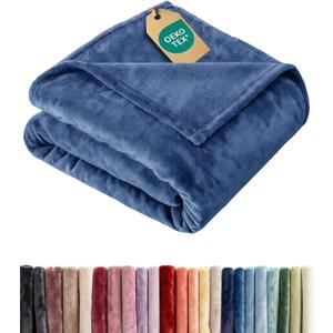 Ultra Soft Fleece Blanket Throw Size - Flannel Fleece Luxury Throw Blanket - Lightweight for Couch Bed Chair - Thick, Warm & Breathable - All Season Cozy Anti-Static Microplush Bedding, Washed Blue