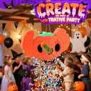 24" x 15" Large Halloween Pumpkin Pinata - Piata Kit with Stick, Rope, Blindfold, Confetti for Halloween Decoration, Fall Harvest Celebrations