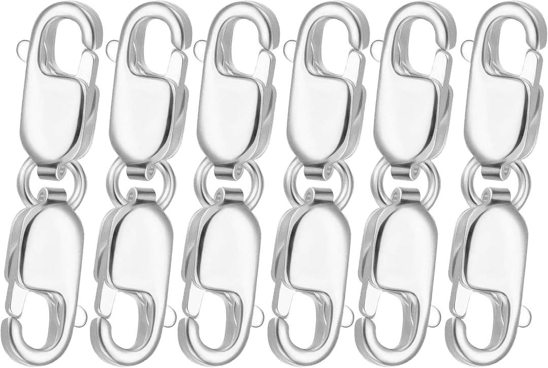 4 x Clysoru Double Lobster Clasps and Closures Grade A 316 Stainless Steel Lobster Claw Clasps Gold and Silver for Necklace Bracelet Jewelry Making DIY Craft Made in Italy.