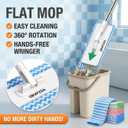 Convenient Cloth Changing Mini Mop Flat Push Design, Lazy Portable Self-Squeeze Mop Set, Wall-Mountable Durable Handle & Non-Slip Grip, Reusable Pads for Home Use with 5 Cloths Included
