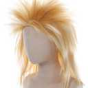 Spooktacular Creations Halloween Blond Spiked Rock in Roll Wig with Earrings and Necklace,80s Diva Wig Women Rockstar for Adult Big Spiky Hair Blond Rock Star Costume Cosplay Dress-up Party Accessory (Gold)